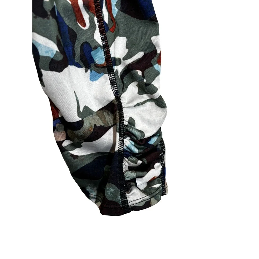 Free People Movement 7/8 Camo Print Leggings with Ruched Detail High Waist‎ Sz L - Picture 5 of 9